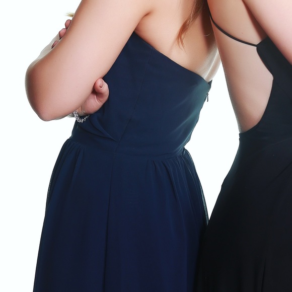 Strapless chiffon navy bridesmaids/prom GOWN - Picture 6 of 7